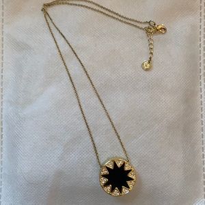 Gold and leather star Diamond necklace